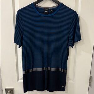 Boss Blue Short Sleeve Tee with Horizontal Stripes
